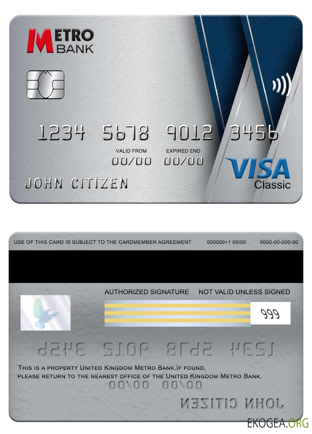 Carte visa classique de la Metro Bank du Royaume Uni